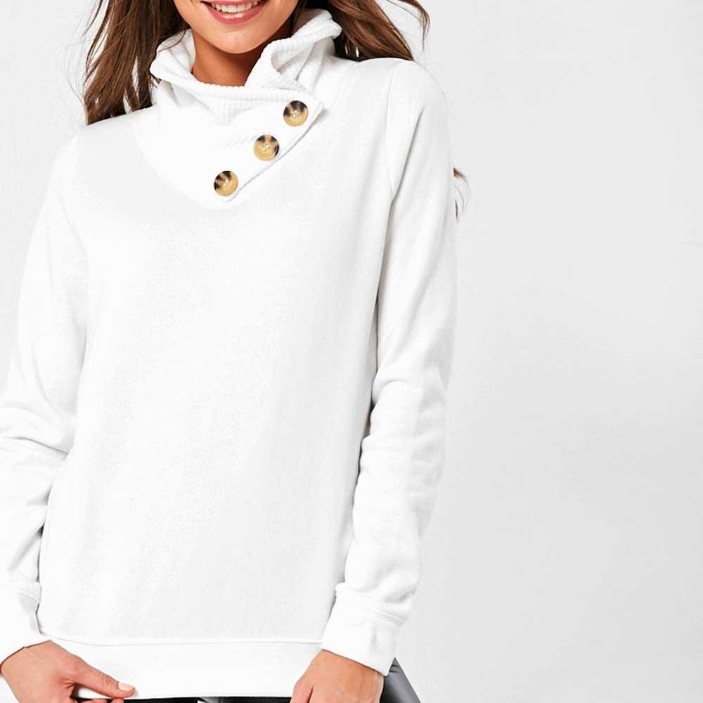 Avery High Neck Sweater in White 